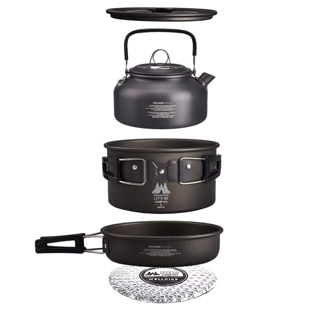 Camping Cookware Set with Water Kettle