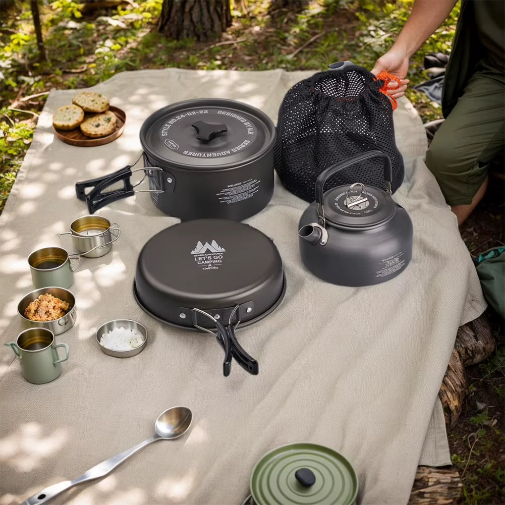 Camping Cookware Set with Water Kettle