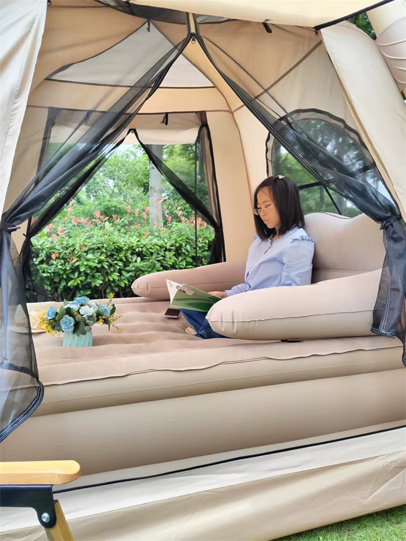 Lohascamping Camping Large Air Tent for 4-5 People Air Shelter Dome Tent Family Hiking Inflatable One-Touch Tent Air Mat Bed